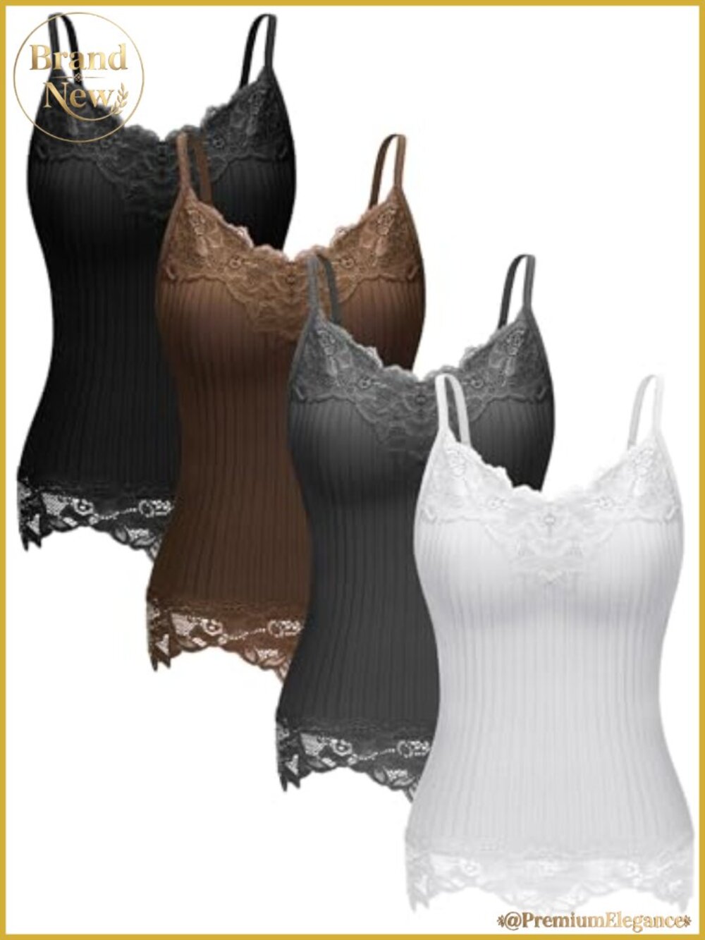 Lace Camisole Tank Tops Multipack 4 Sleeveless V-Neck Y2K Long